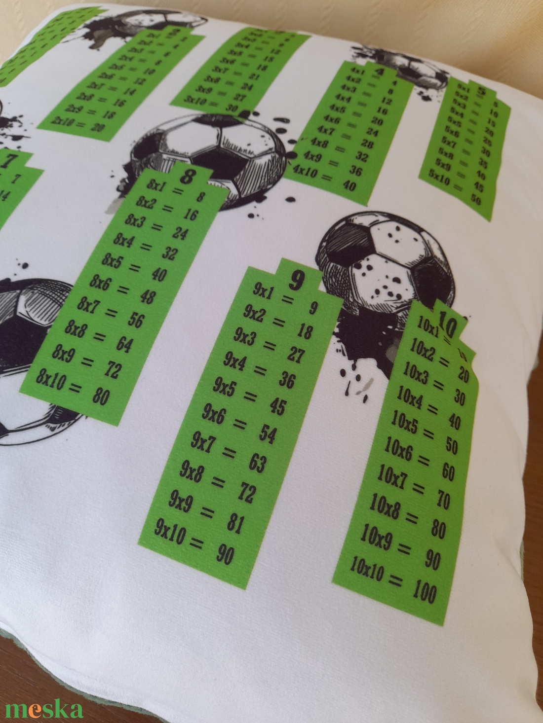 Szorzótáblás plüss díszpárna focis - baba - mama - babaszoba dekoráció - gyerek díszpárna - Meska.hu