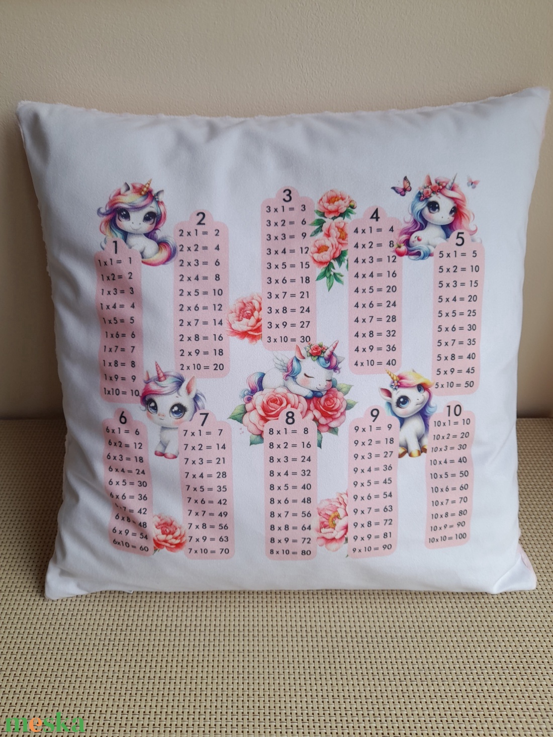 Szorzótáblás plüss díszpárna pónis  - baba - mama - babaszoba dekoráció - gyerek díszpárna - Meska.hu