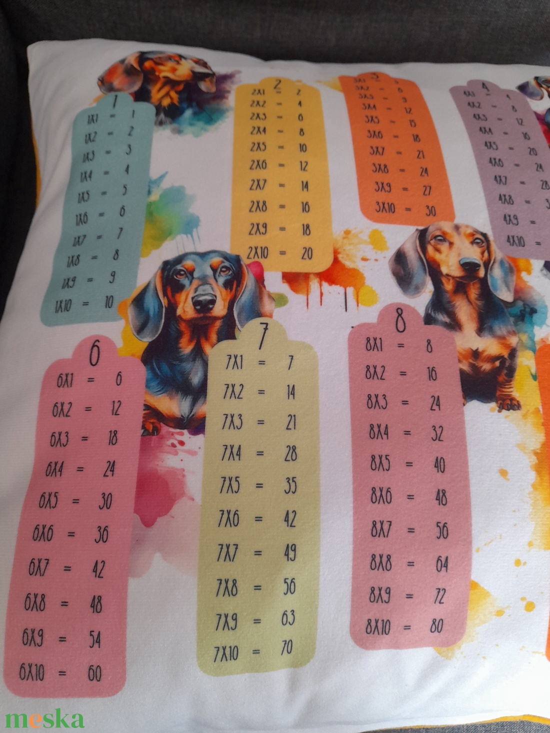 Szorzótáblás plüss díszpárna tacsis - baba - mama - babaszoba dekoráció - gyerek díszpárna - Meska.hu