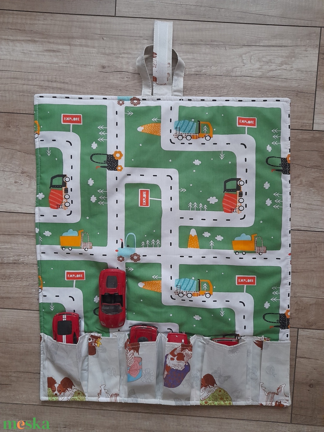 Autópálya textil hordozható  - baba - mama - baba játékok - játszószőnyeg - Meska.hu