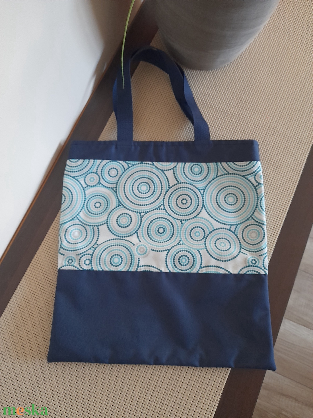 Kék körmintás bevásárló táska  - táska & tok - bevásárlás & shopper táska - shopper, textiltáska, szatyor - Meska.hu