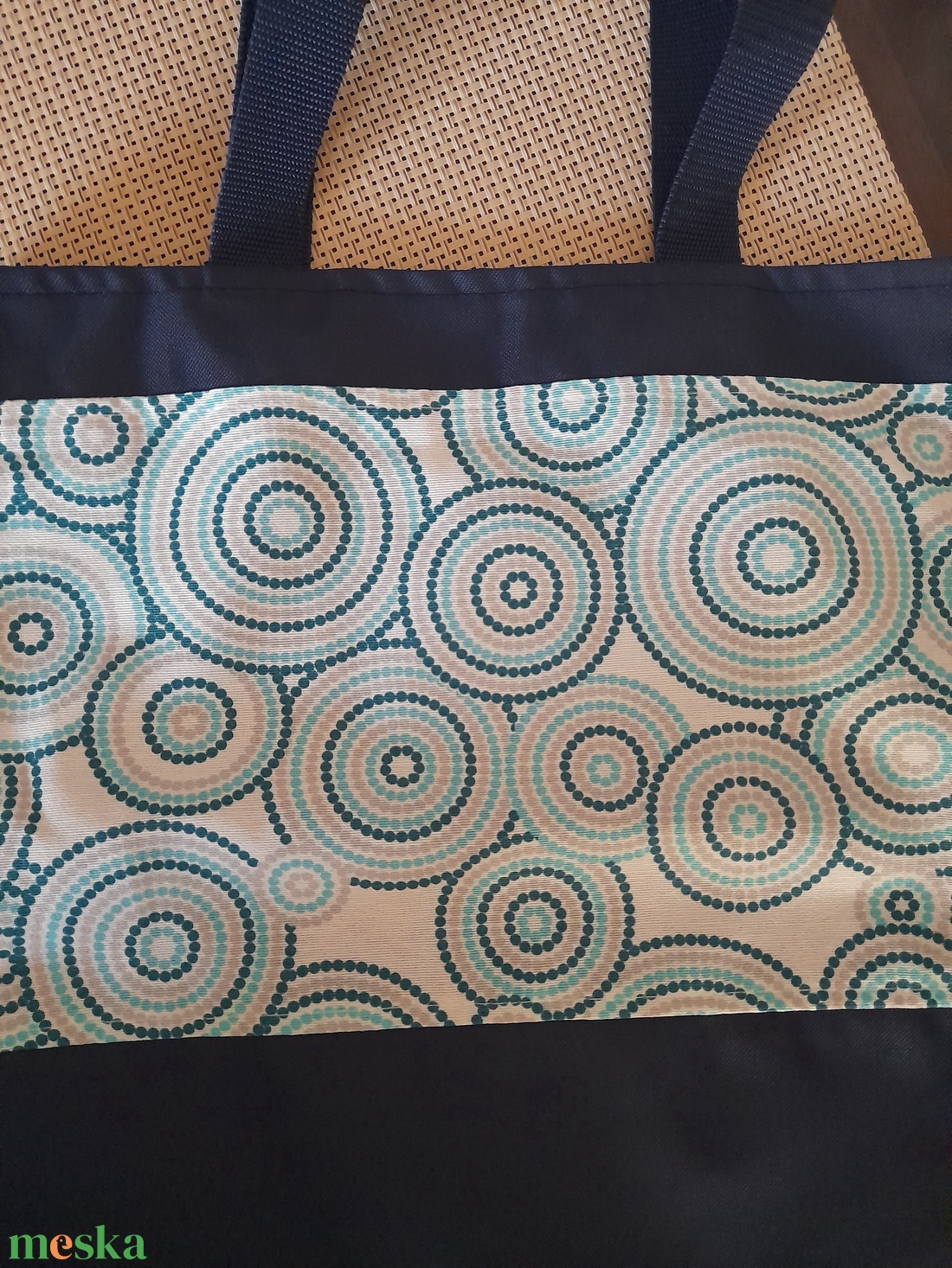 Kék körmintás bevásárló táska  - táska & tok - bevásárlás & shopper táska - shopper, textiltáska, szatyor - Meska.hu