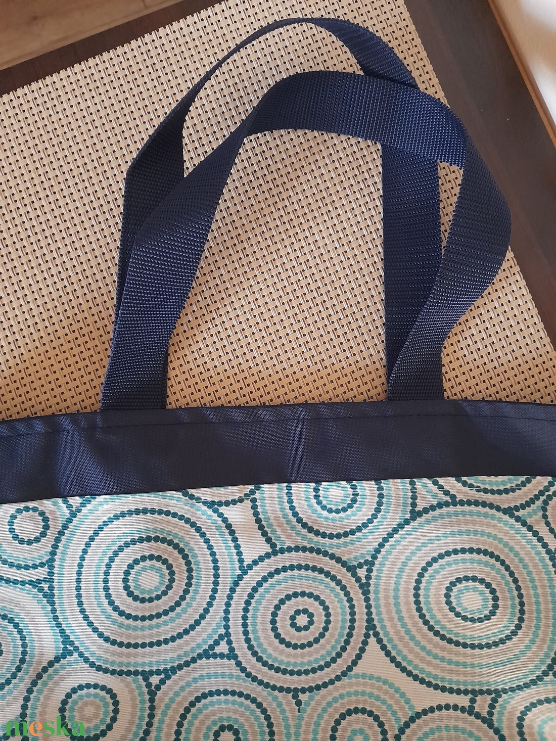 Kék körmintás bevásárló táska  - táska & tok - bevásárlás & shopper táska - shopper, textiltáska, szatyor - Meska.hu