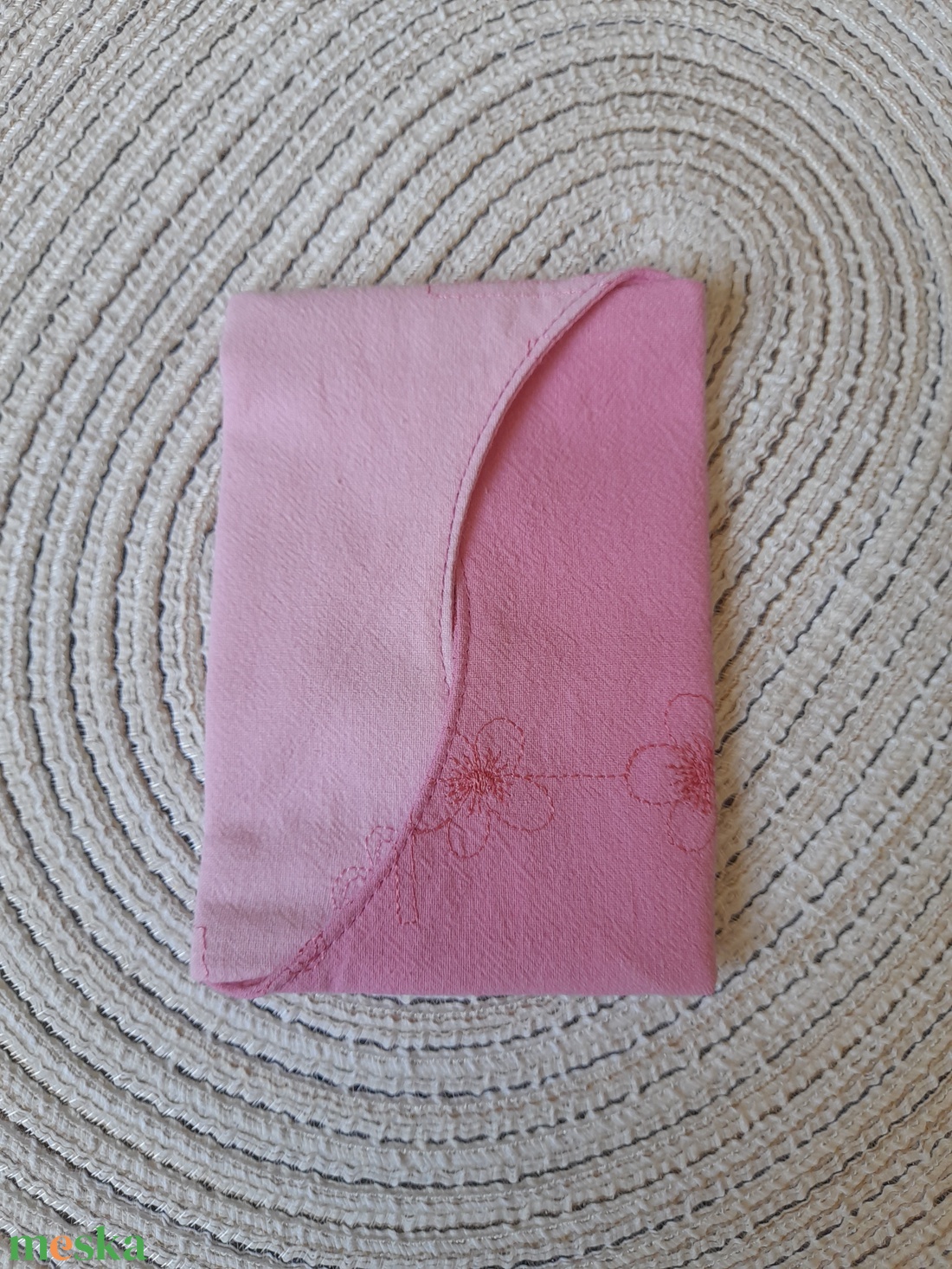 Textil papírzsebkendő tartó íves rózsaszín zero waste - táska & tok - pénztárca & más tok - zsebkendőtartó tok - Meska.hu