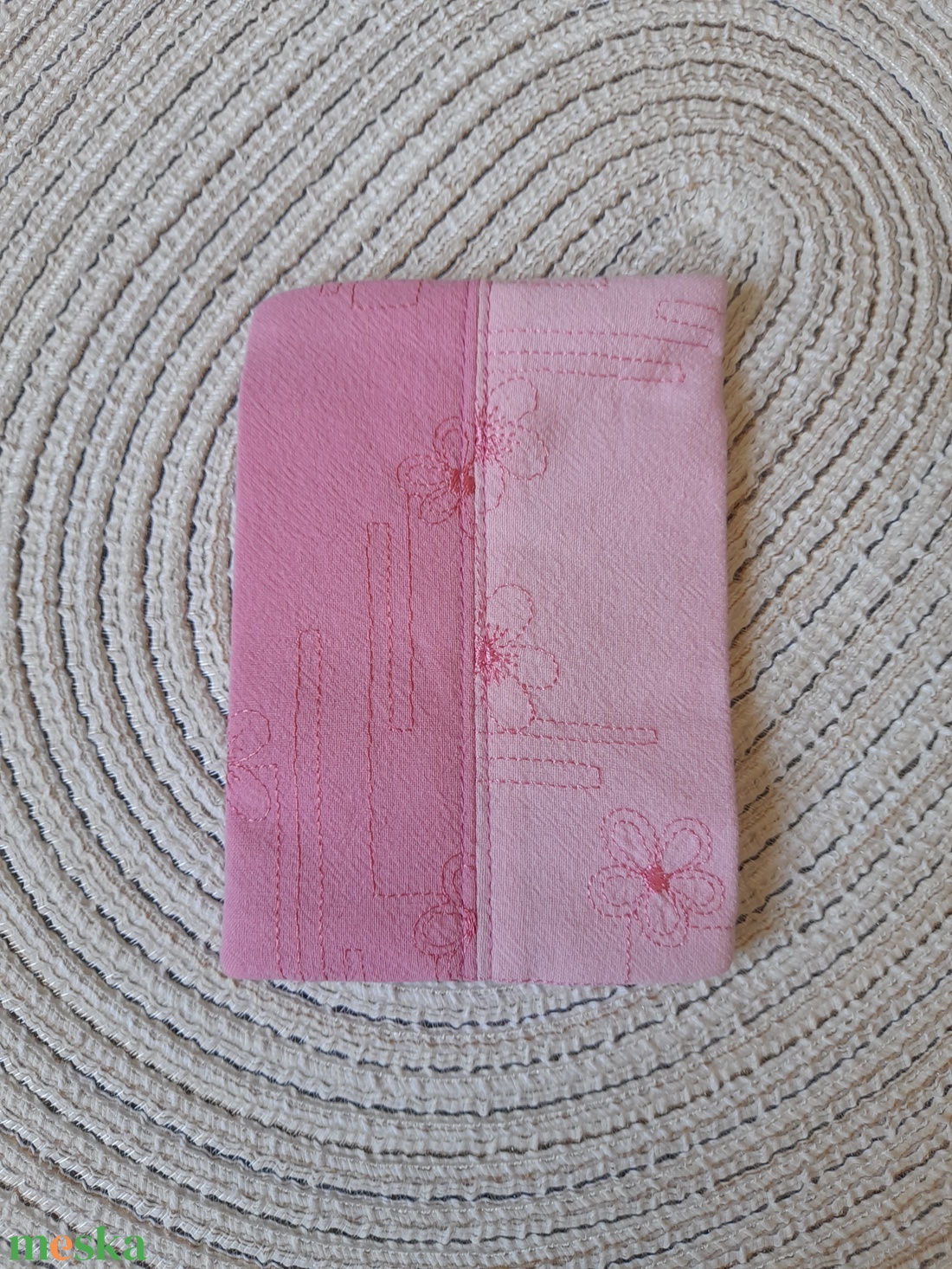 Textil papírzsebkendő tartó íves rózsaszín zero waste - táska & tok - pénztárca & más tok - zsebkendőtartó tok - Meska.hu
