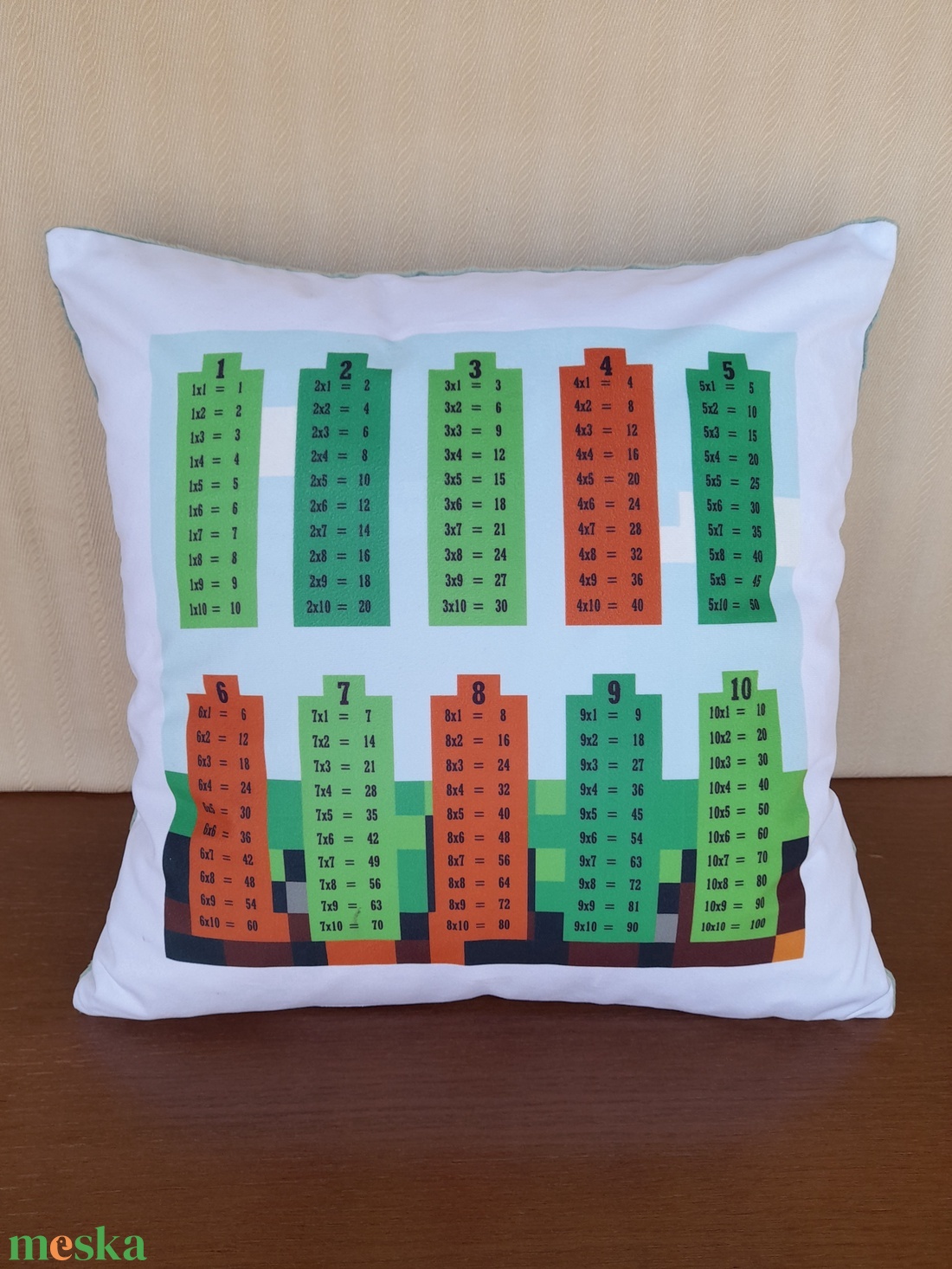 Szorzótáblás plüss díszpárna minecraft mintás - kézműves termék gyerekeknek  - baba - mama - babaszoba dekoráció - gyerek díszpárna - Meska.hu