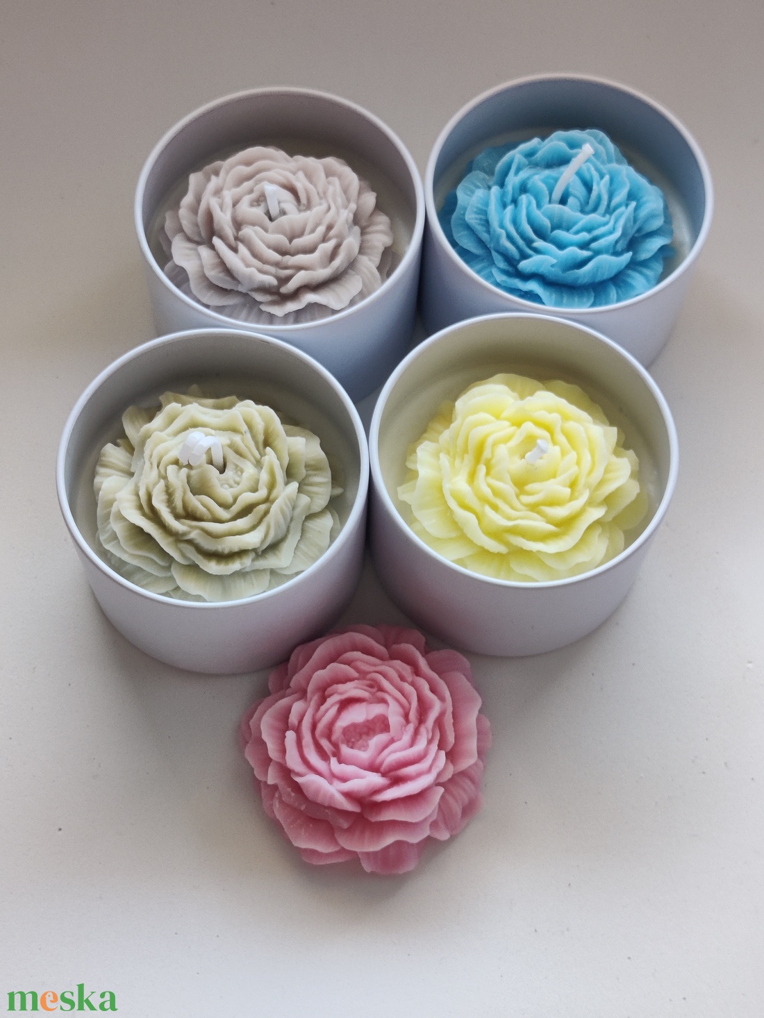 Tégelyes virágos gyertya - otthon & életmód - gyertya, illat, aroma - gyertya - Meska.hu