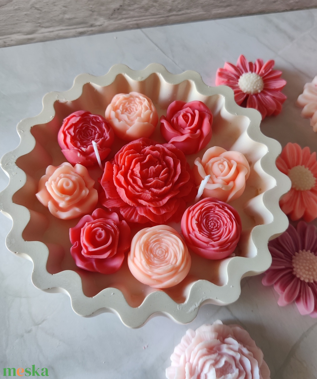 Virágos gyertyatál  - otthon & életmód - gyertya, illat, aroma - gyertya - Meska.hu