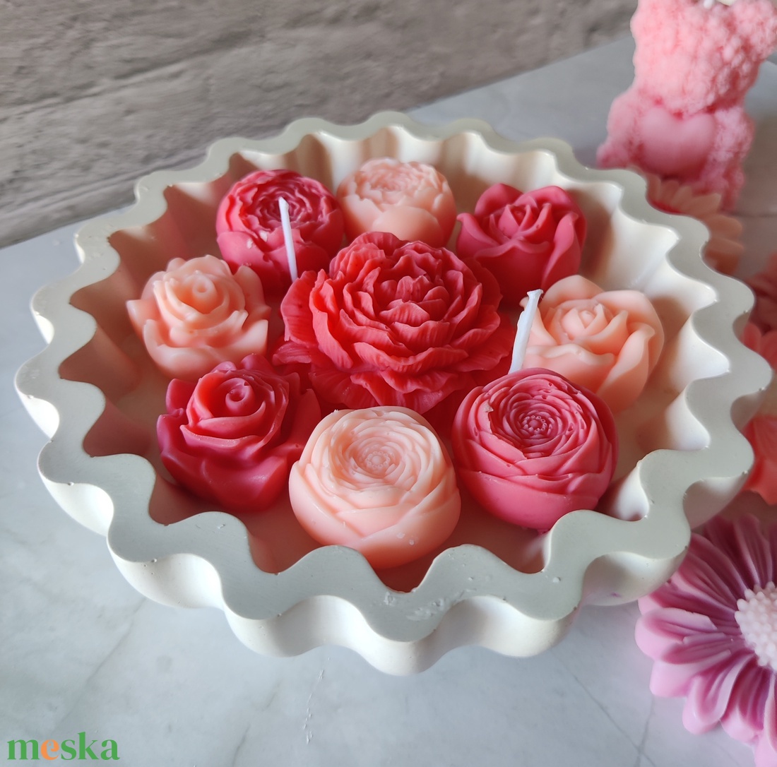 Virágos gyertyatál  - otthon & életmód - gyertya, illat, aroma - gyertya - Meska.hu