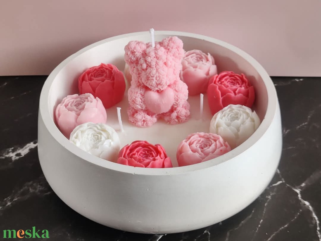 Virágmacis gyertyatál - otthon & életmód - gyertya, illat, aroma - gyertya - Meska.hu