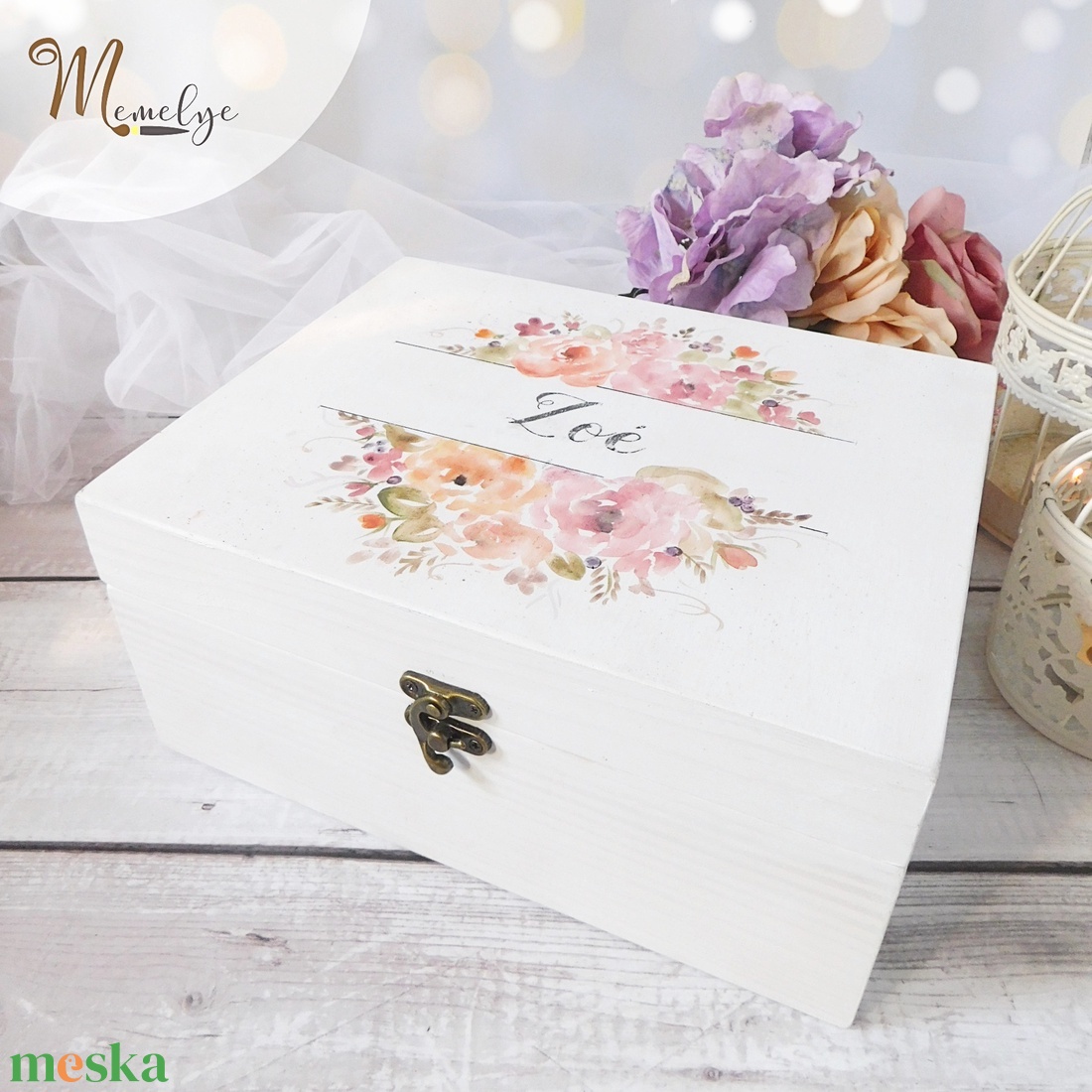 Névre szóló fa emlékdoboz Rózsás - otthon & életmód - dekoráció - asztal és polc dekoráció - díszdoboz - Meska.hu