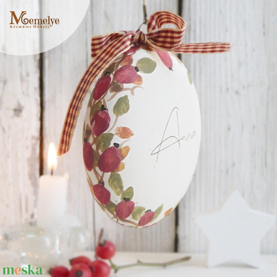 Kézzel festett karácsonyfadísz, névvel és díszdobozzal is kérhető - karácsony - karácsonyi lakásdekoráció - karácsonyfadíszek - Meska.hu