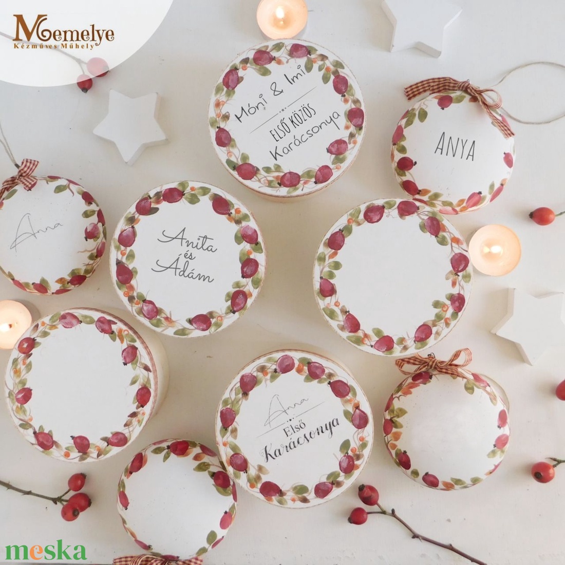 Kézzel festett karácsonyfadísz, névvel és díszdobozzal is kérhető - karácsony - karácsonyi lakásdekoráció - karácsonyfadíszek - Meska.hu