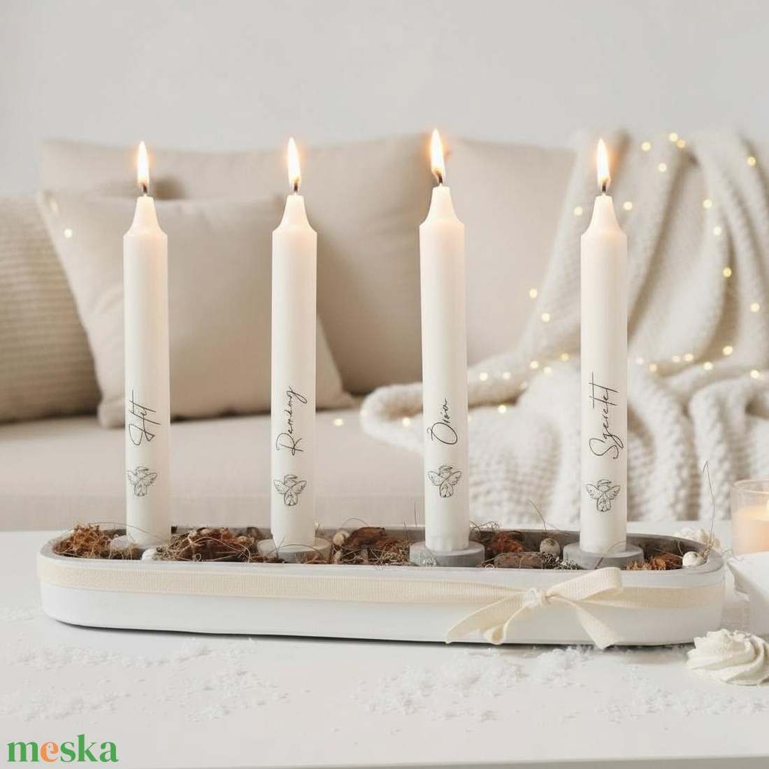 Adventi gyertyatartó termésekkel - karácsony - adventi díszek - adventi asztaldísz - Meska.hu