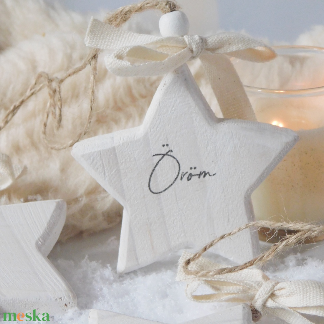 Fa csillag dísz egyedi felirattal - karácsony - karácsonyi lakásdekoráció - karácsonyfadíszek - Meska.hu