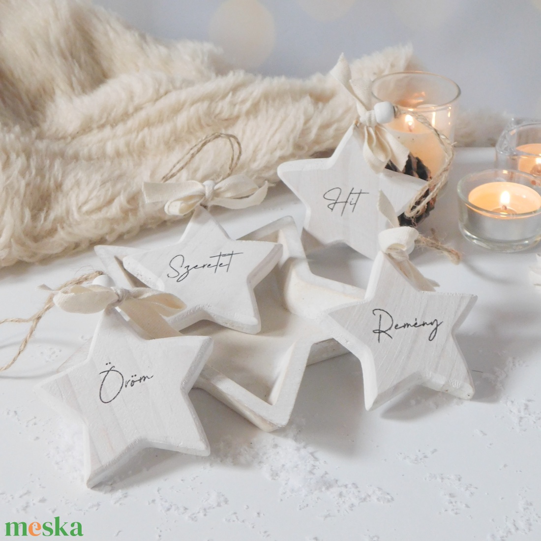 Fa csillag dísz egyedi felirattal - karácsony - karácsonyi lakásdekoráció - karácsonyfadíszek - Meska.hu