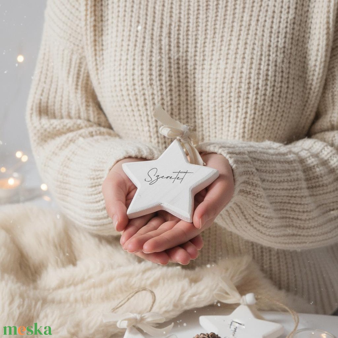 Fa csillag dísz egyedi felirattal - karácsony - karácsonyi lakásdekoráció - karácsonyfadíszek - Meska.hu