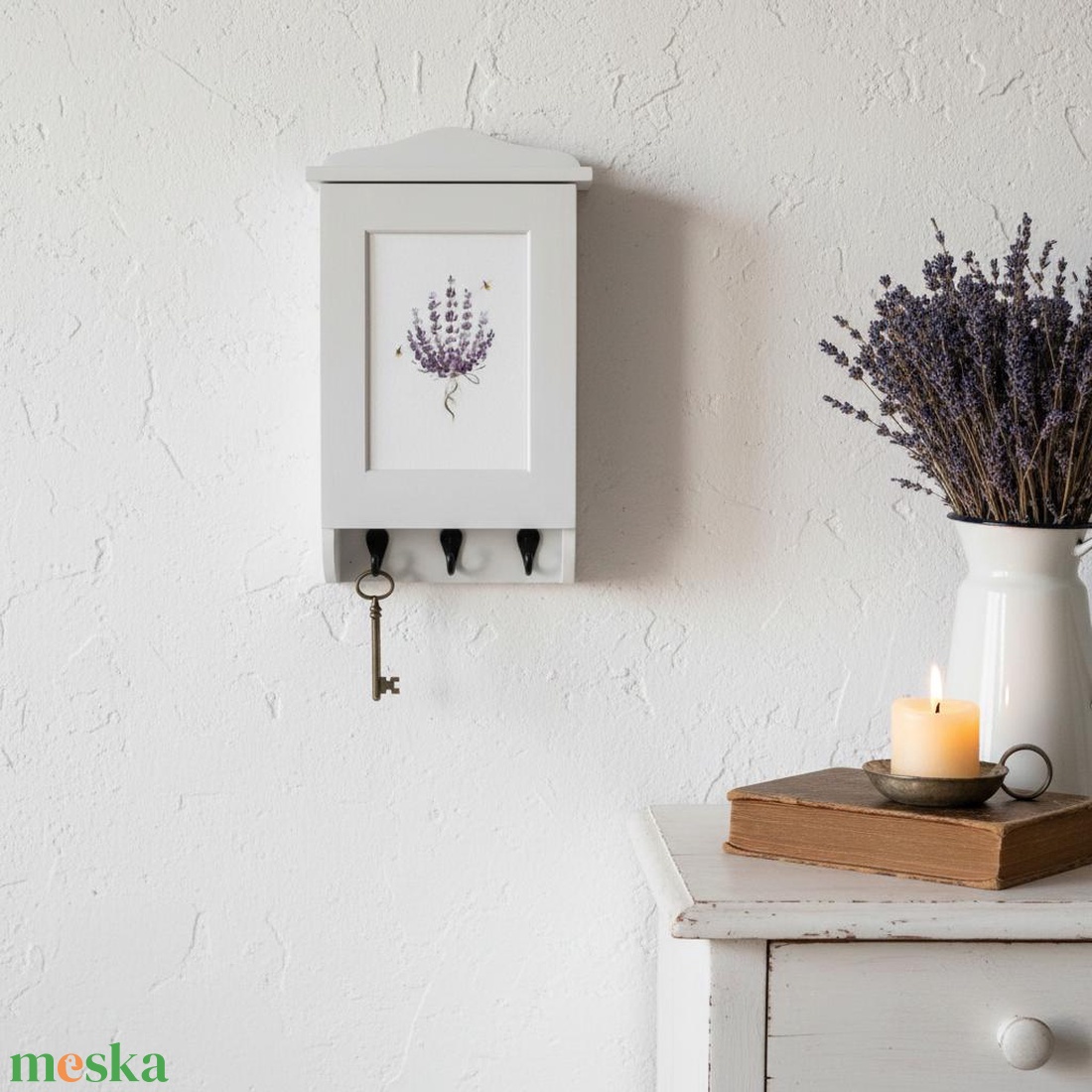 Kulcstartó szekrény, kulcsos szekrény, levendula - otthon & életmód - dekoráció - fali és függő dekoráció - fali kulcstartó - Meska.hu