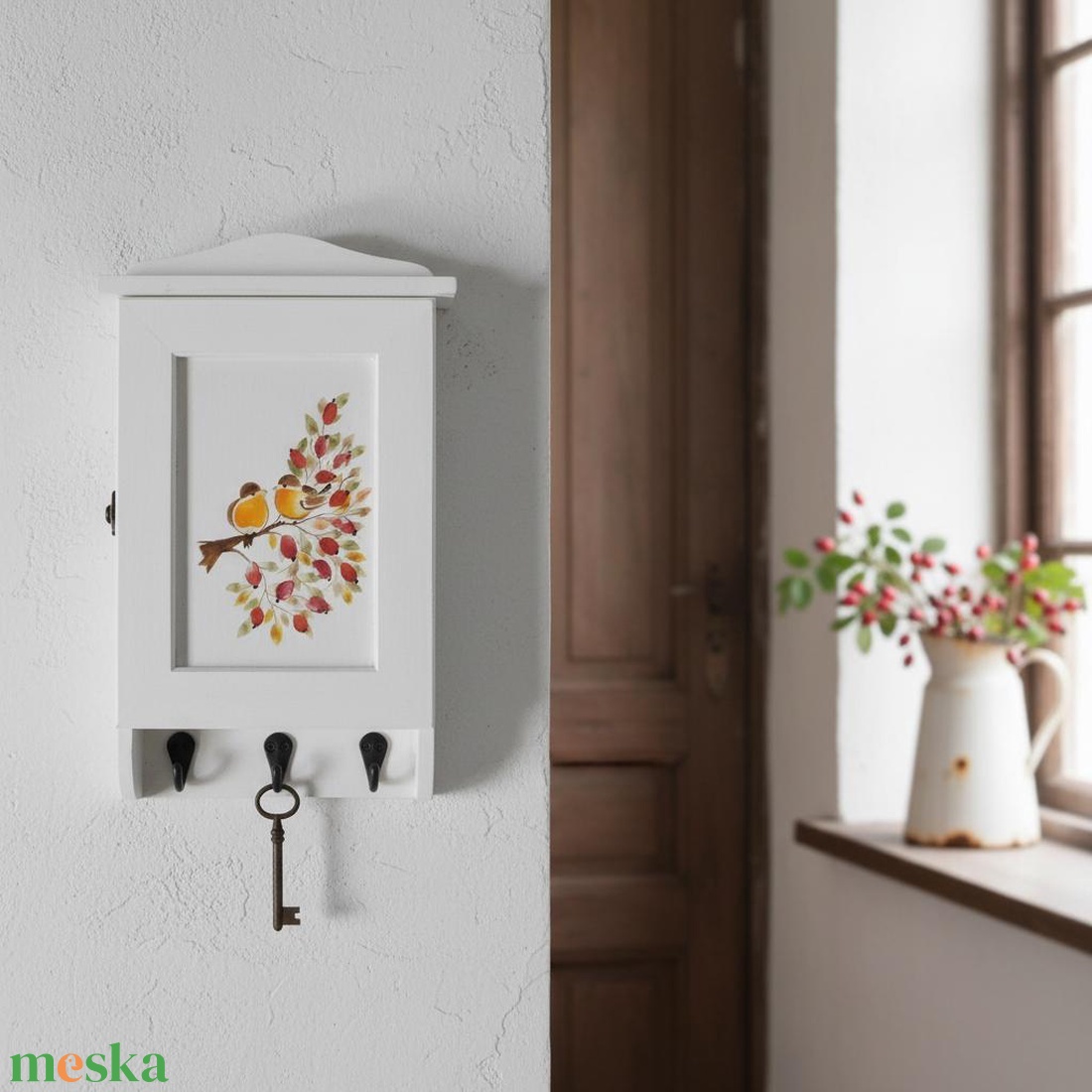 Kulcstartó szekrény, kulcsos szekrény, vörösbegy - otthon & életmód - dekoráció - fali és függő dekoráció - fali kulcstartó - Meska.hu