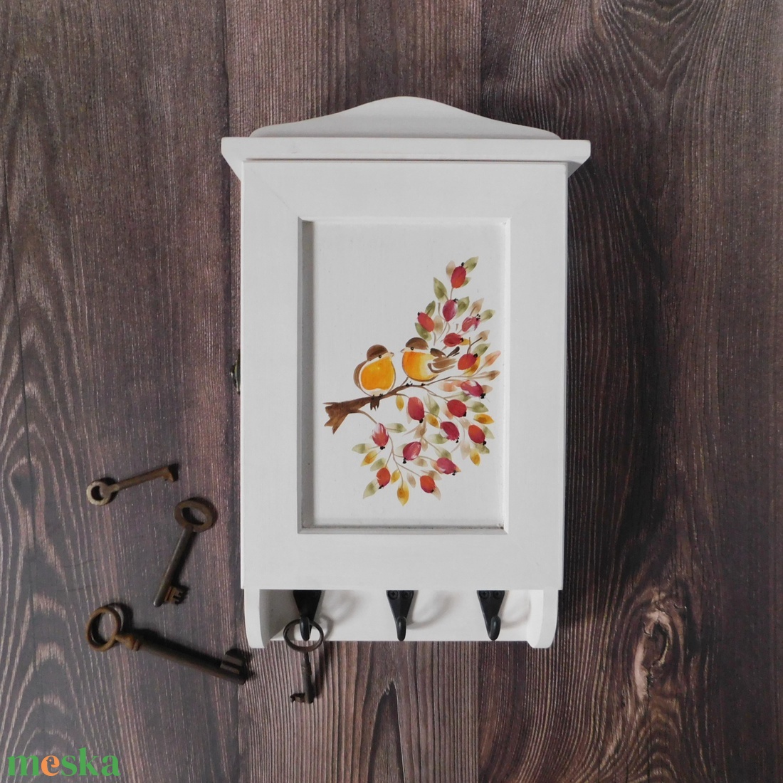 Kulcstartó szekrény, kulcsos szekrény, vörösbegy - otthon & életmód - dekoráció - fali és függő dekoráció - fali kulcstartó - Meska.hu