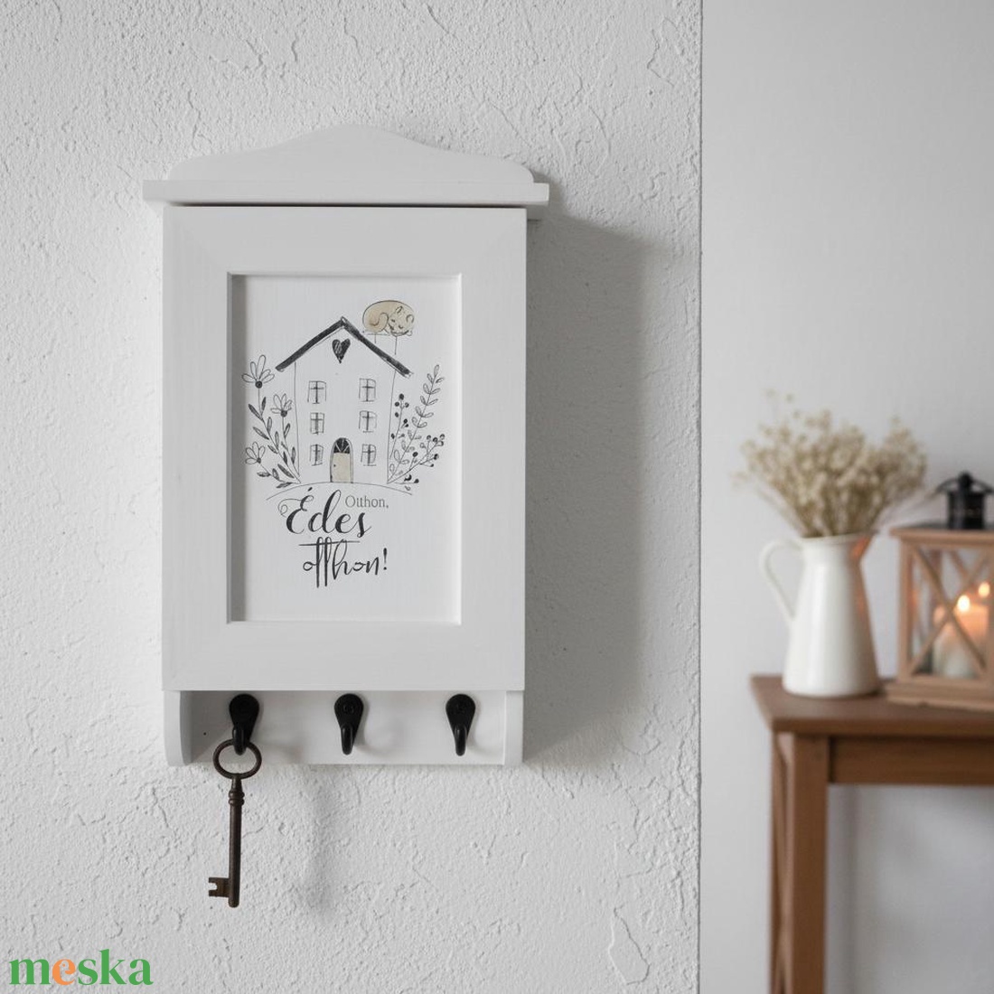 Kulcstartó szekrény, kulcsos szekrény, cicás, egyedi felirattal is - otthon & életmód - dekoráció - fali és függő dekoráció - fali kulcstartó - Meska.hu