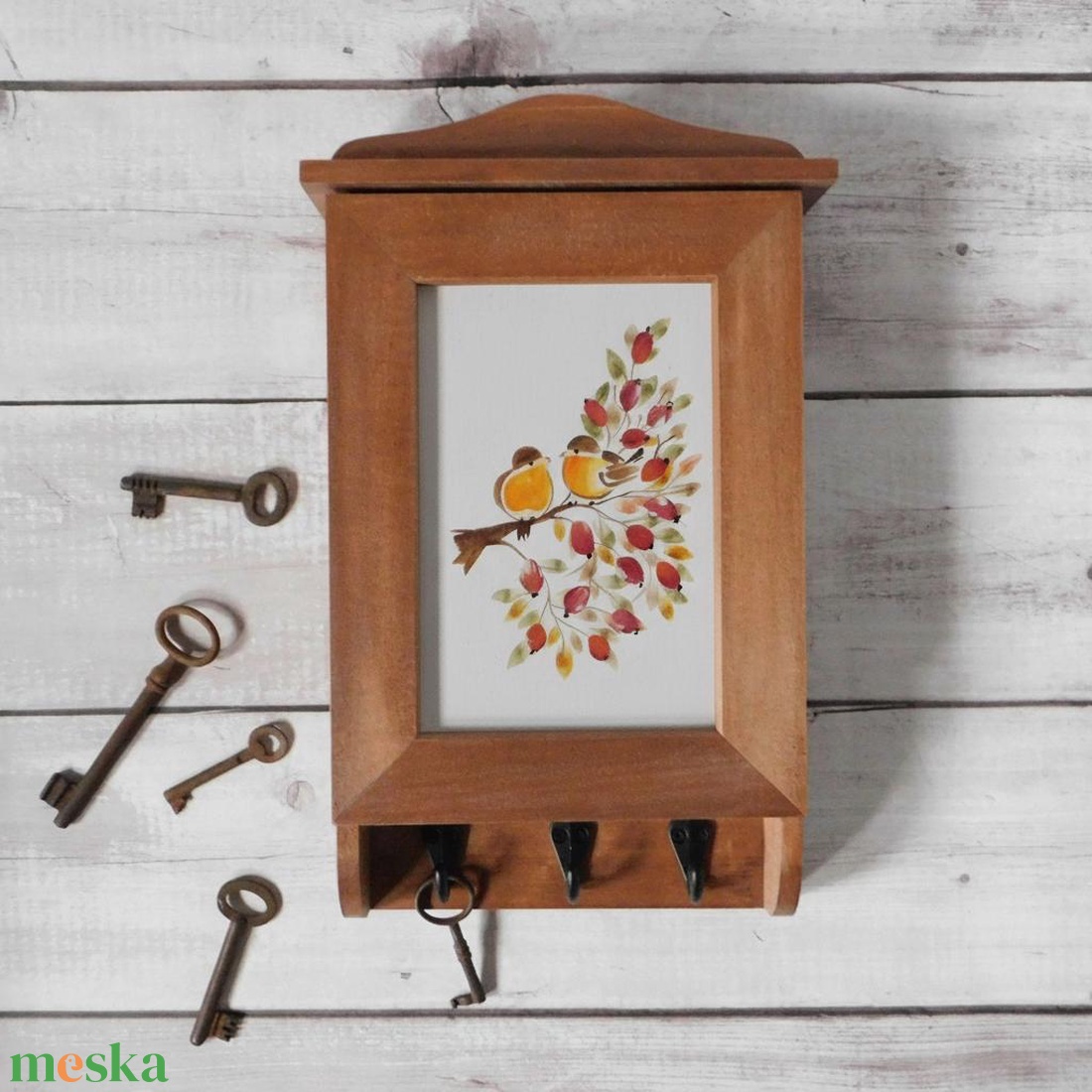 Kulcstartó szekrény, kulcsos szekrény, vörösbegy - otthon & életmód - dekoráció - fali és függő dekoráció - fali kulcstartó - Meska.hu