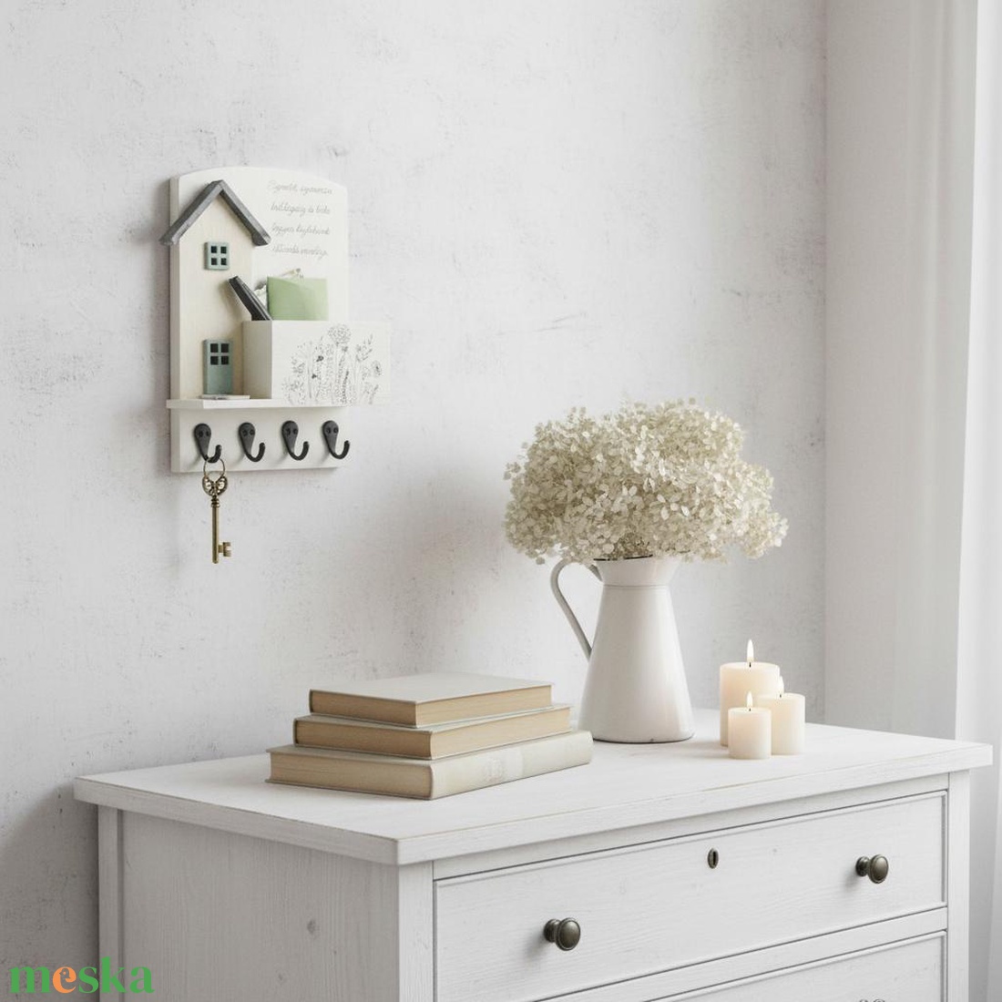 Házikós kulcsakasztó, fali kulcstartó,  egyedi felirattal is - otthon & életmód - dekoráció - fali és függő dekoráció - fali kulcstartó - Meska.hu