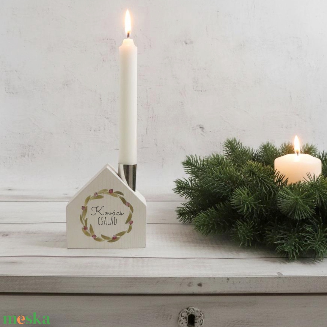Karácsonyi Koszorú Házikó gyertyatartó - karácsony - karácsonyi lakásdekoráció - karácsonyi lakásdíszek - Meska.hu