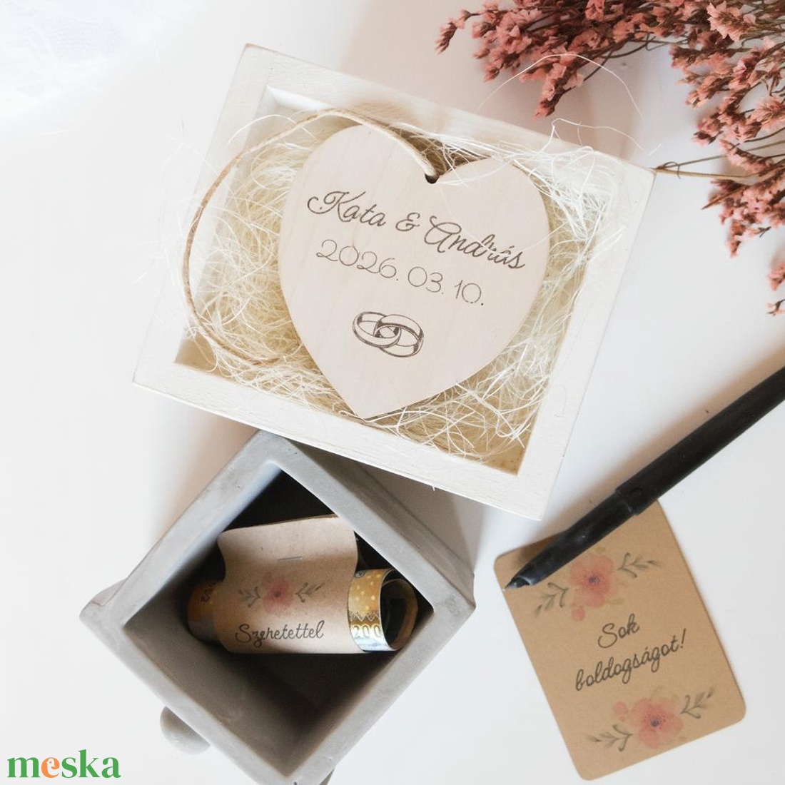 Fókós esküvői pénzátadó doboz szívvel - esküvő - emlék & ajándék - nászajándék - esküvői pénzátadó doboz - Meska.hu