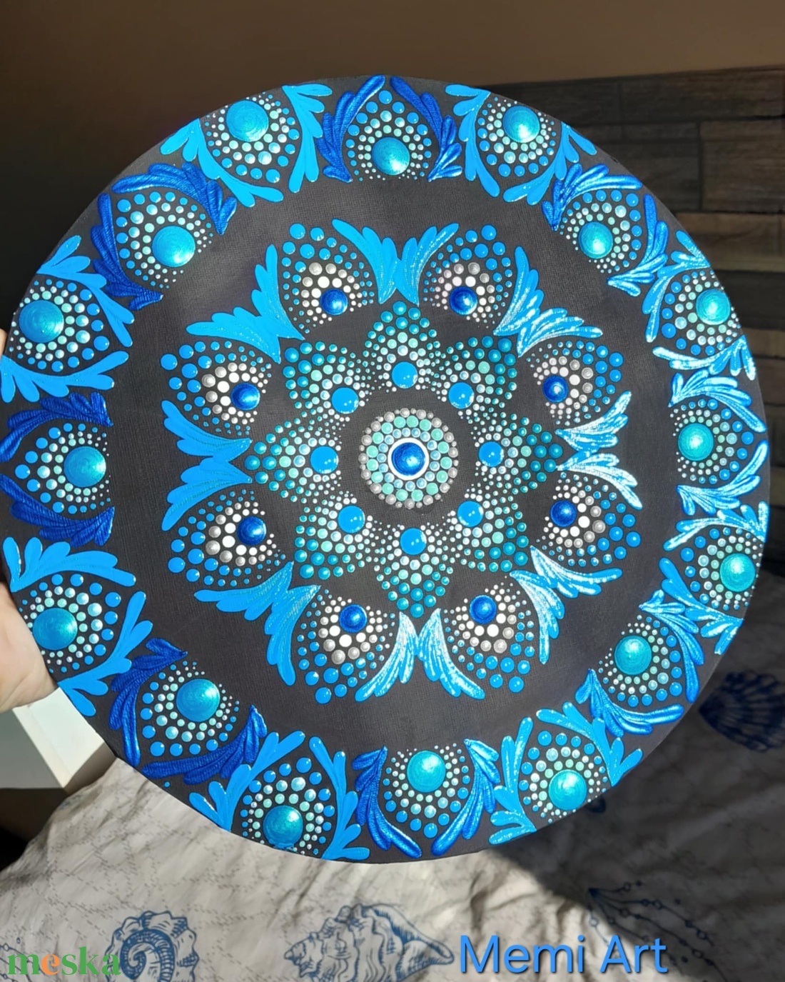 Kék mandala 30cm kör - művészet - festmény - akril - Meska.hu Kék mandala 30cm kör - művészet - festmény - akril - Meska.hu