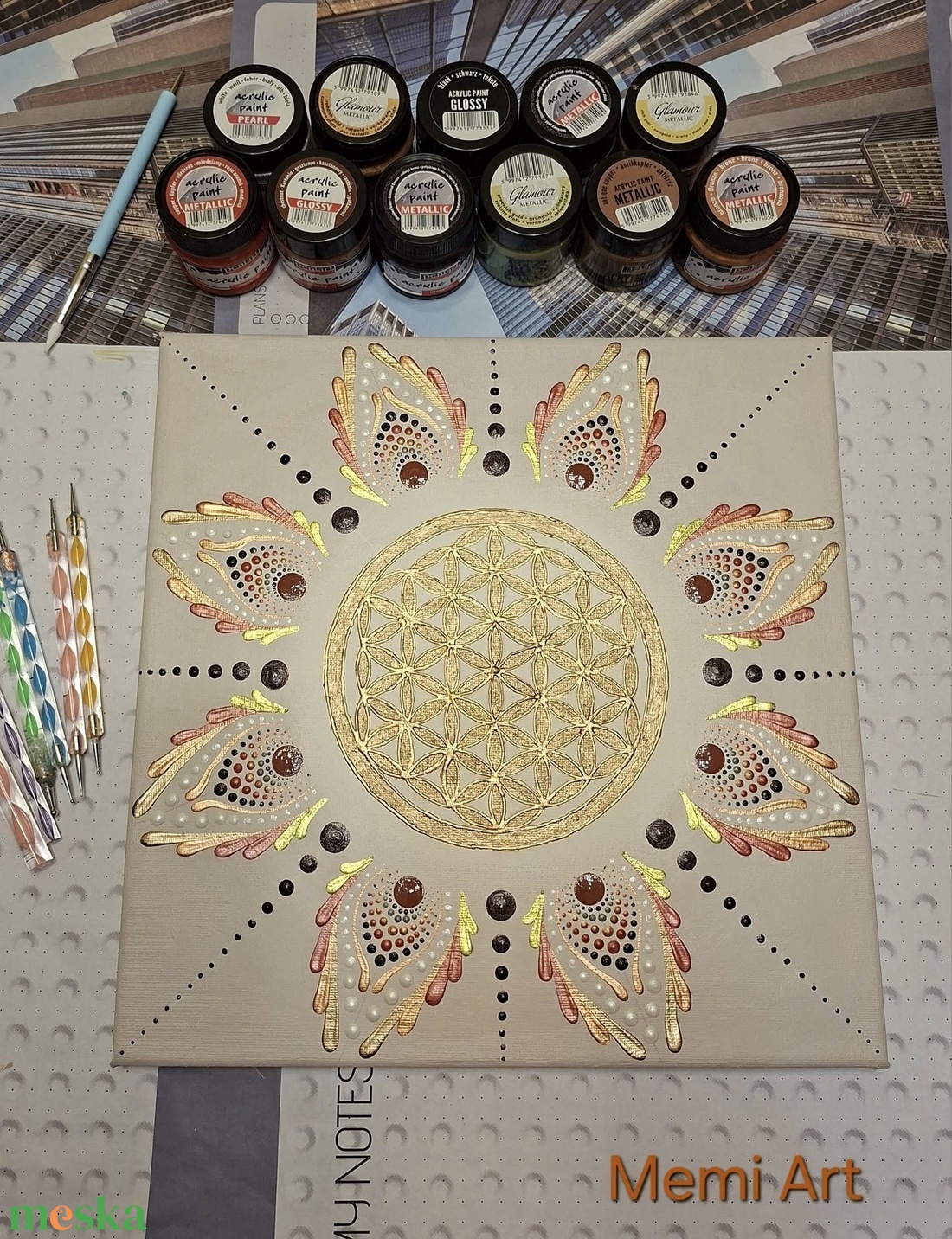 Életvirág mandala 30x30 cm - otthon & életmód - dekoráció - spiritualitás - mandala - Meska.hu