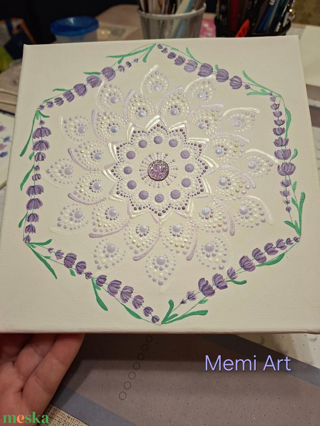 Nyugtató levendulák lágy ölelésében 20x20cm mandala - otthon & életmód - dekoráció - spiritualitás - mandala - Meska.hu