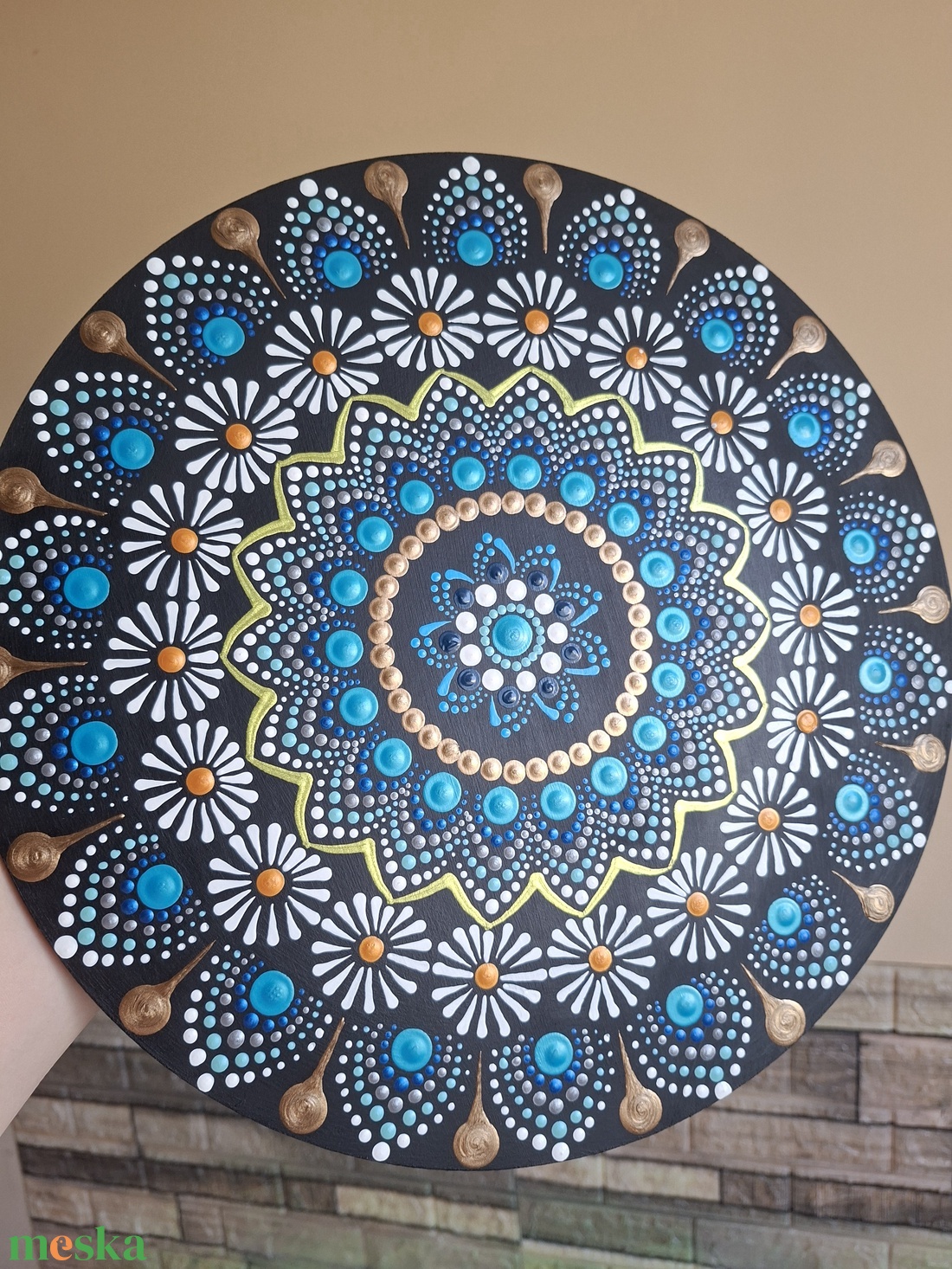 3 lábú mandalás asztalka 35 cm - otthon & életmód - dekoráció - spiritualitás - mandala - Meska.hu