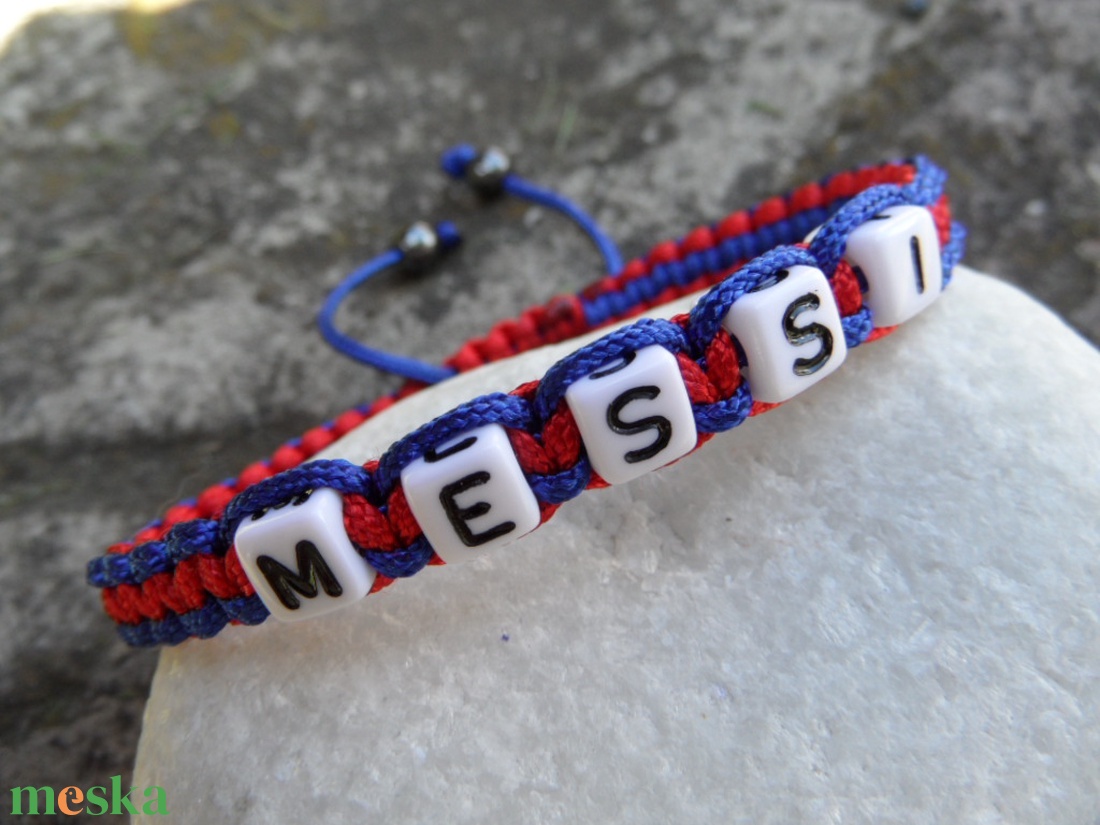 MESSI  - szurkolói karkötő - ékszer - karkötő - fonott karkötő - Meska.hu