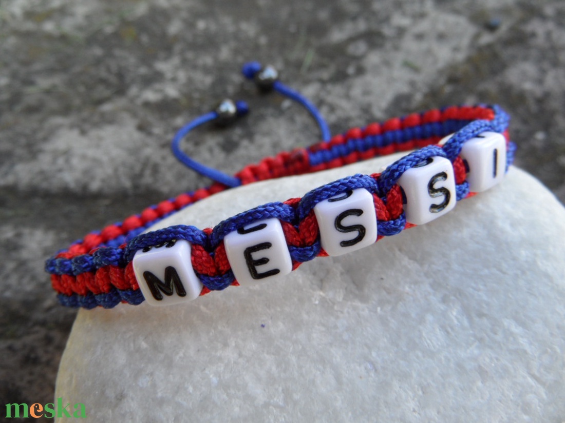 MESSI  - szurkolói karkötő - ékszer - karkötő - fonott karkötő - Meska.hu