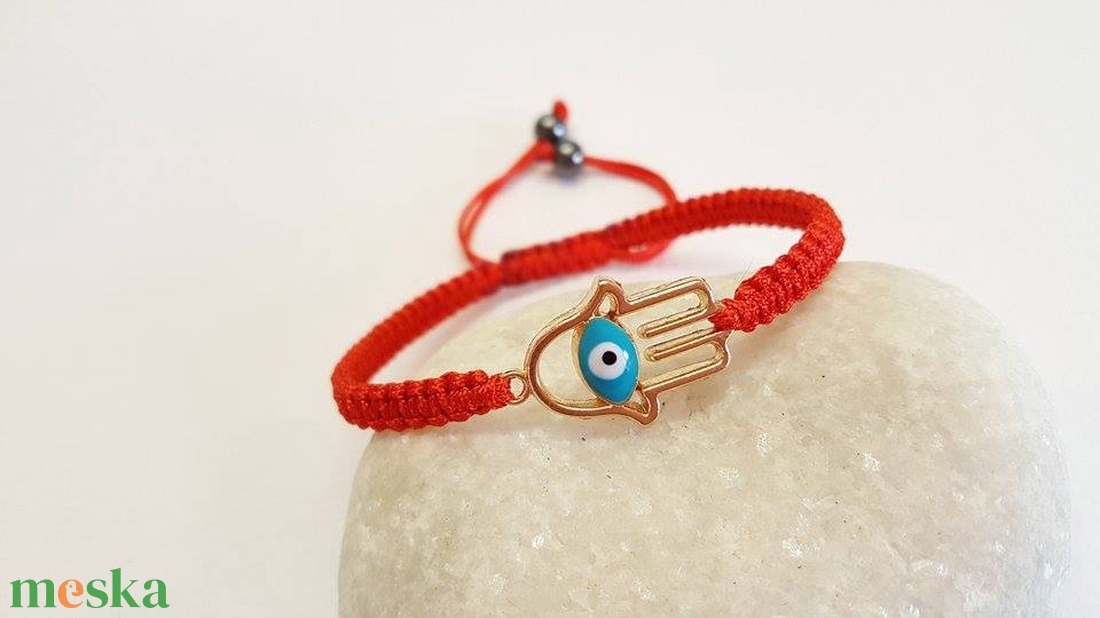 Védelem karkötő, Fatima karkötő. Hamsa karkötő. Vigyázó szem karkötő - ékszer - karkötő - fonott karkötő - Meska.hu