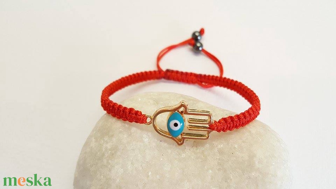 Védelem karkötő, Fatima karkötő. Hamsa karkötő. Vigyázó szem karkötő - ékszer - karkötő - fonott karkötő - Meska.hu
