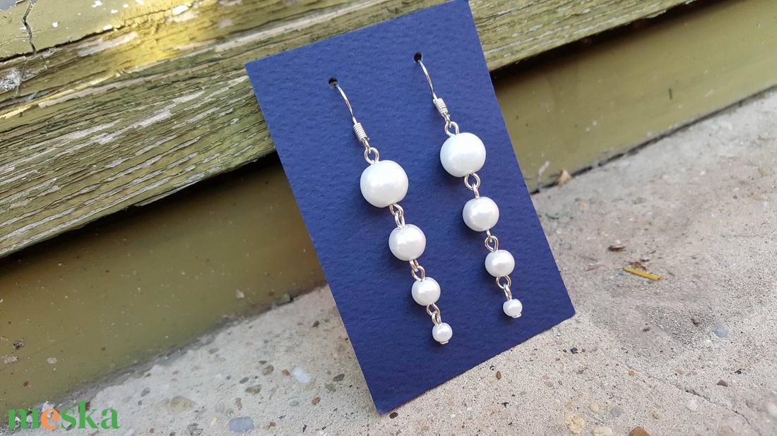 Fehér tekla gyöngy fülbevaló -  - Meska.hu