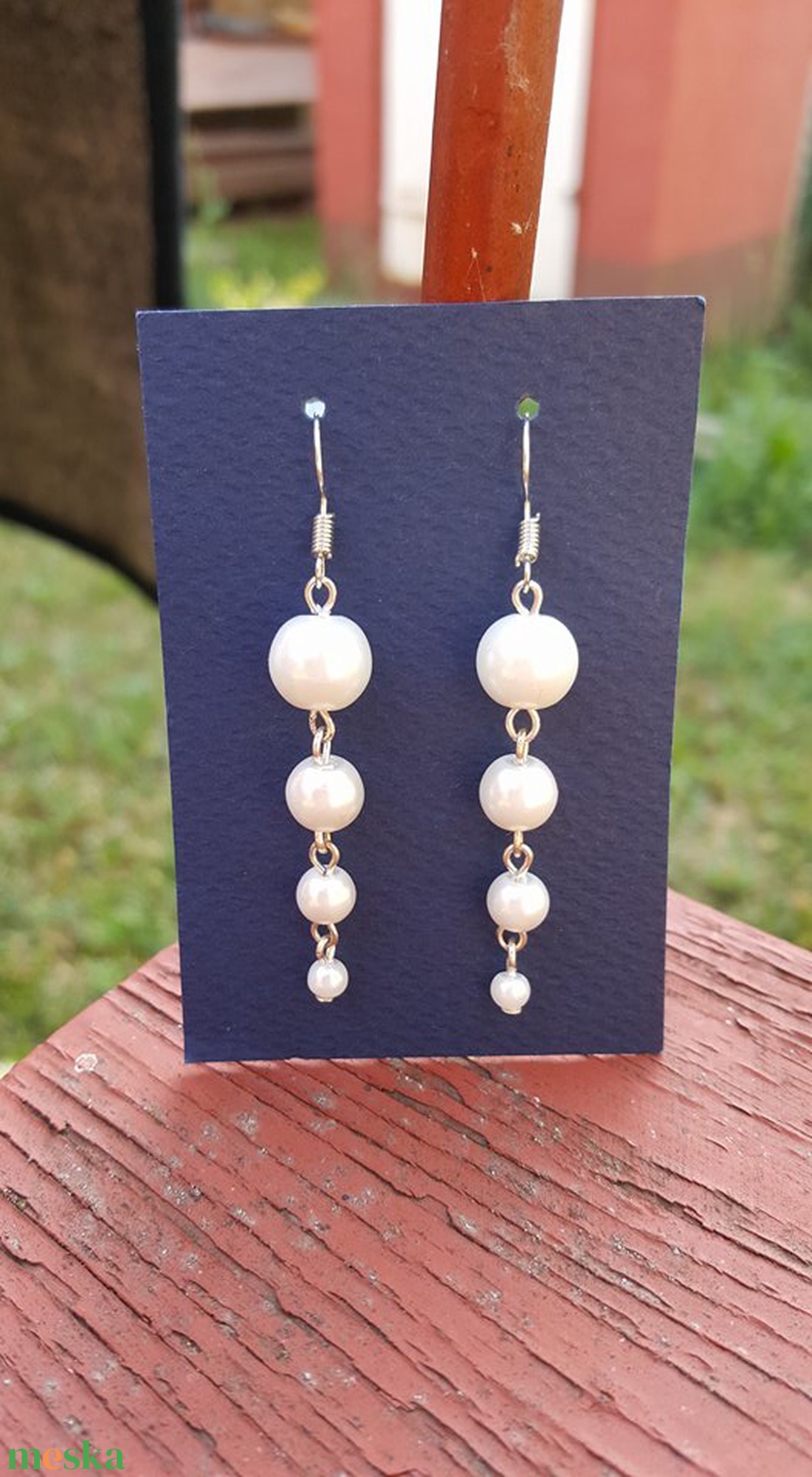 Fehér tekla gyöngy fülbevaló -  - Meska.hu