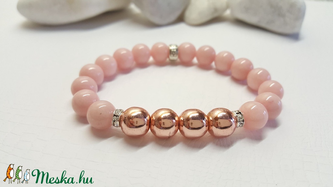Jáde karkötő rose gold hematittal - - Meska.hu Jáde karkötő rose gold hematittal - - Meska.hu