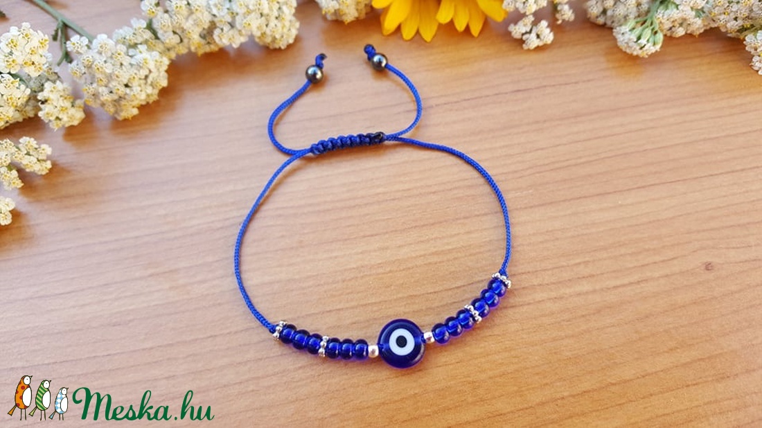 Vigyázó szem karkötő - ékszer - karkötő - fonott karkötő - Meska.hu