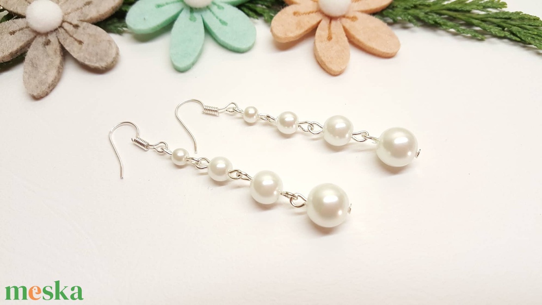 Tekla gyöngy fülbevaló - ékszer - fülbevaló - lógó fülbevaló - Meska.hu