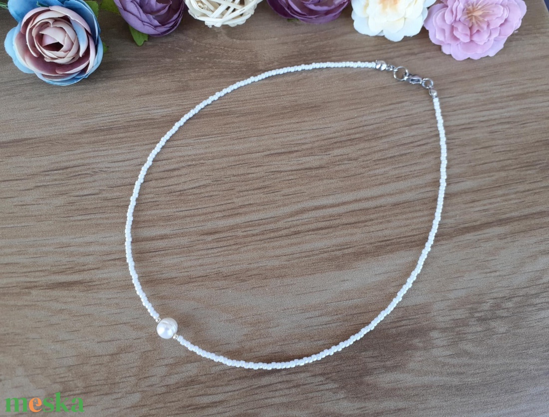 Egy szem gyöngy - choker nyaklánc ; Rövid nyaklánc - ékszer - nyaklánc - gyöngyös nyaklánc - Meska.hu Egy szem gyöngy - choker nyaklánc ; Rövid nyaklánc - ékszer - nyaklánc - gyöngyös nyaklánc - Meska.hu