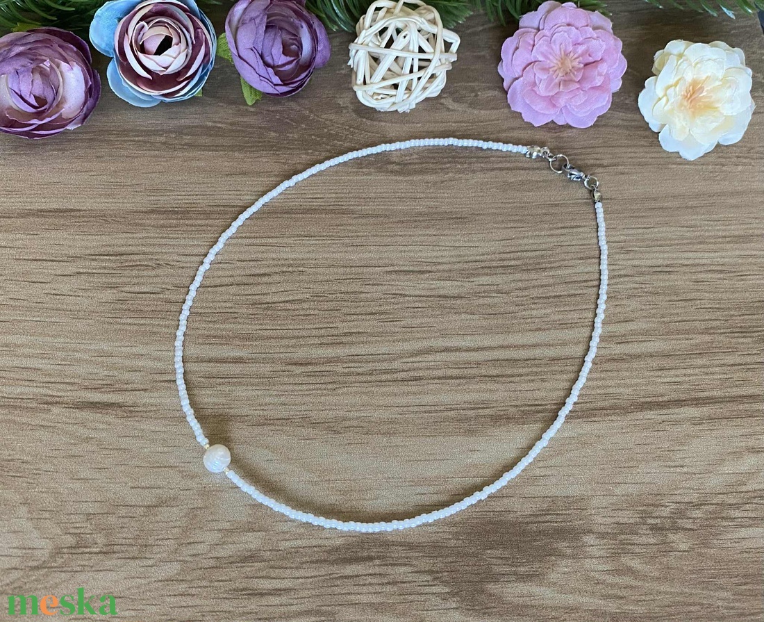 Egy szem gyöngy - choker nyaklánc ; Rövid nyaklánc - ékszer - nyaklánc - gyöngyös nyaklánc - Meska.hu Egy szem gyöngy - choker nyaklánc ; Rövid nyaklánc - ékszer - nyaklánc - gyöngyös nyaklánc - Meska.hu