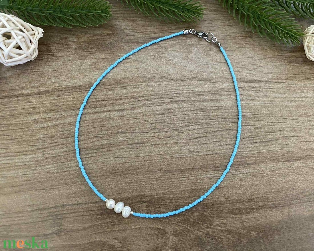 Tenyésztett gyöngy nyaklánc - Choker nyaklánc - ékszer - nyaklánc - gyöngyös nyaklánc - Meska.hu