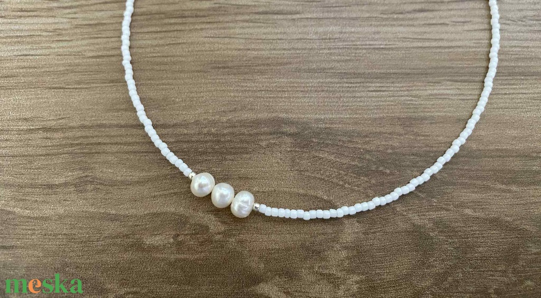 Tenyésztett gyöngy nyaklánc - Choker nyaklánc -  - Meska.hu