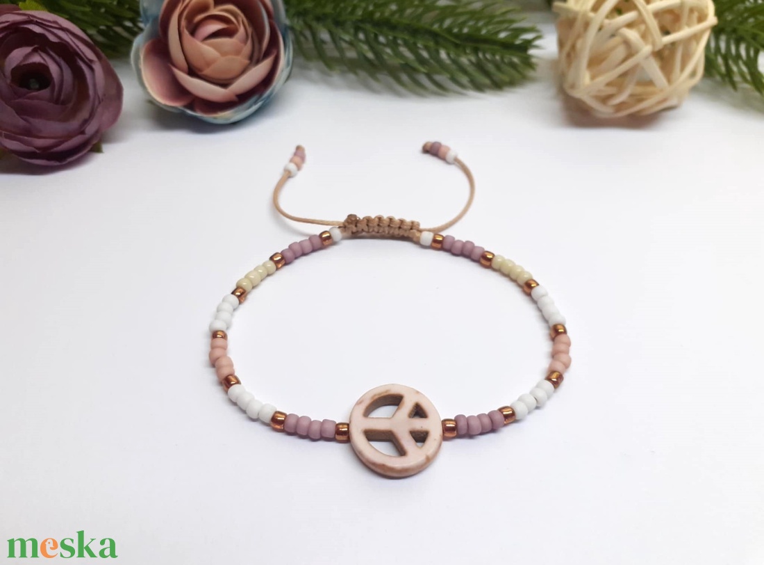 Peace karkötő ; Béke karkötő - ékszer - karkötő - gyöngyös karkötő - Meska.hu