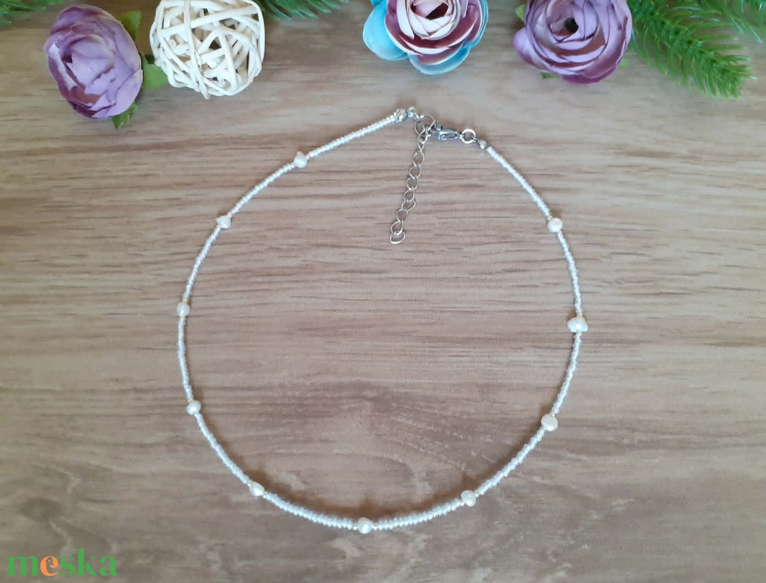 Choker nyaklánc - Rövid nyaklánc - 38 cm hosszú  - ékszer - nyaklánc - gyöngyös nyaklánc - Meska.hu