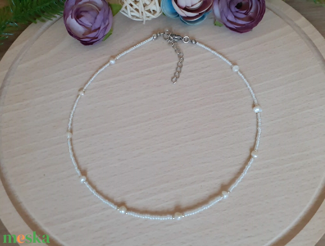 Choker nyaklánc - Rövid nyaklánc - 38 cm hosszú  - ékszer - nyaklánc - gyöngyös nyaklánc - Meska.hu
