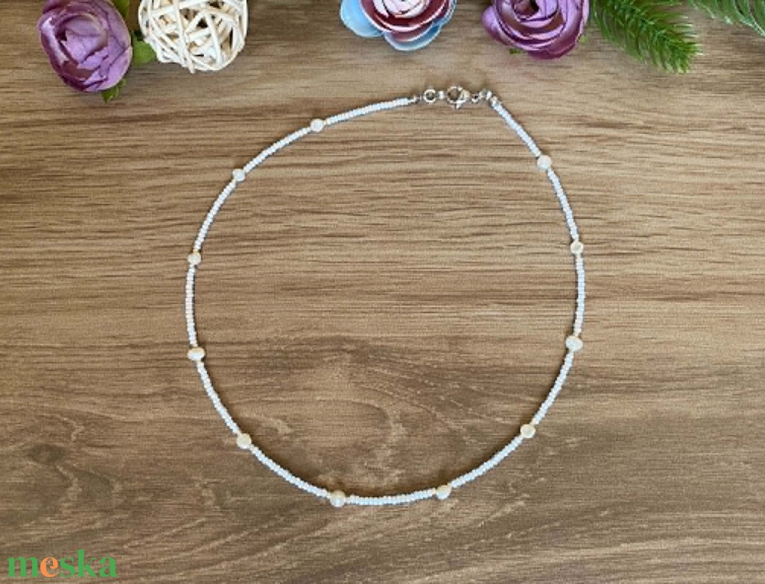 Choker nyaklánc - Rövid nyaklánc -  40,5 cm hosszú  - ékszer - nyaklánc - gyöngyös nyaklánc - Meska.hu